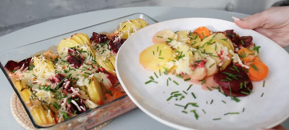 Rezept des Monats Januar: Veganes Wurzelgemüse-Gratin